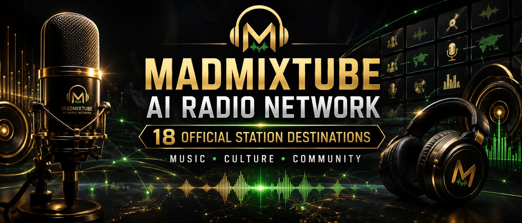 Madmixtube AI Radio Network — 18 Official Station Destinations